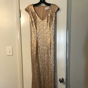 Long Formal Gown - Elegant Rose Gold Sequin, Dress Size 6